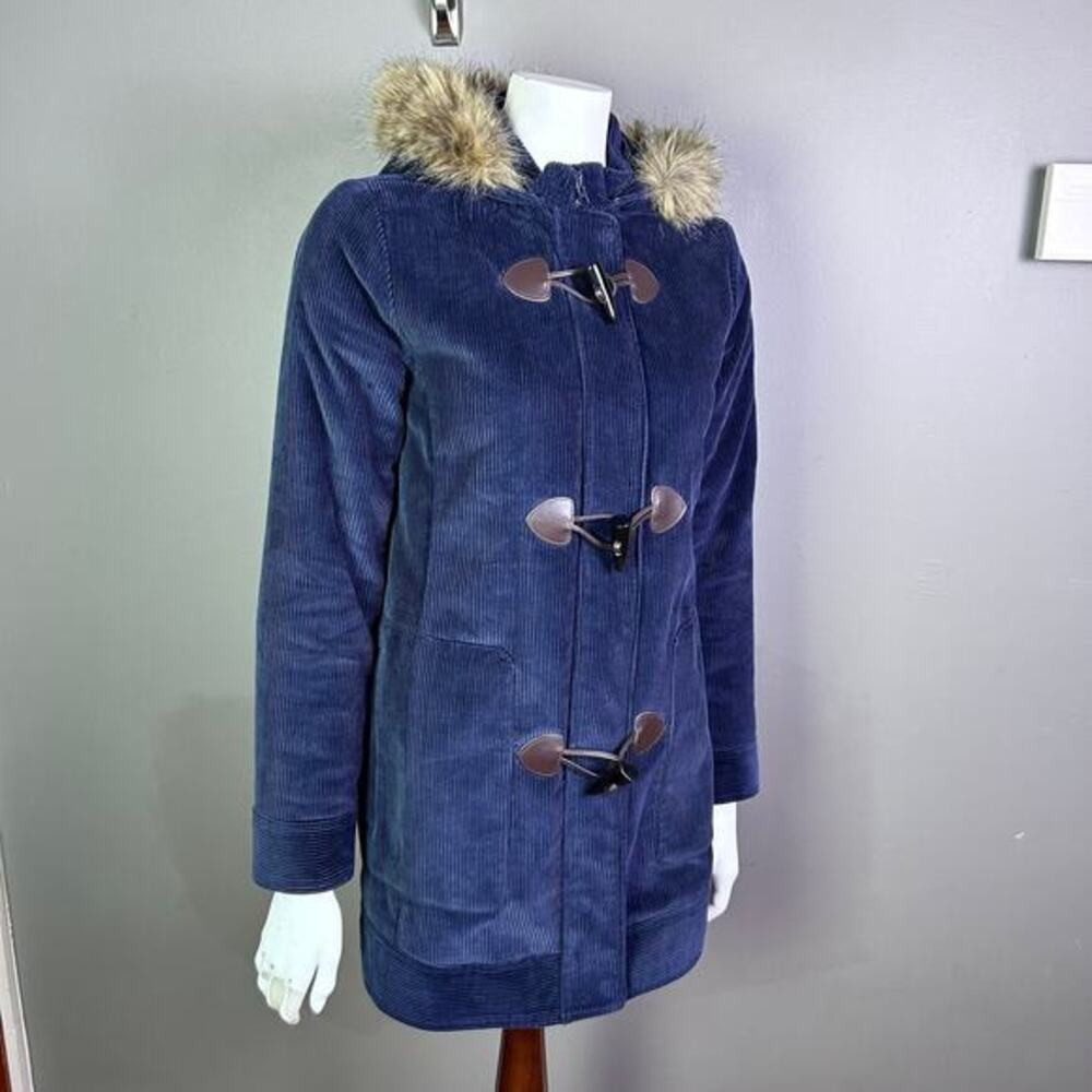 Brooks Brothers coat size 4‎ corduroy toggle quilted hood blue cabincore chore